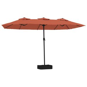 vidaXL Parasol de jardin &agrave; double t&ecirc;te avec LED terre cuite 449x265 cm