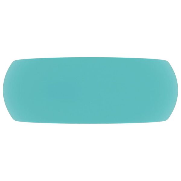 vidaXL Lavabo rond de luxe Vert clair mat 40x15 cm C&eacute;ramique
