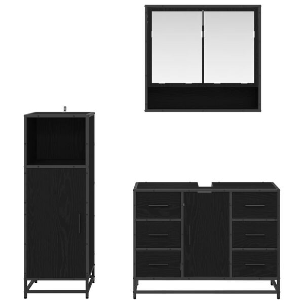 vidaXL Ensemble de mobilier de salle de bain 3 pcs Ch&ecirc;ne noir