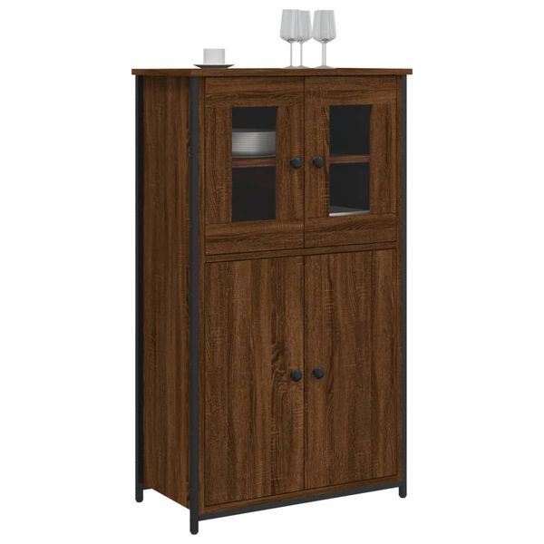 vidaXL Buffet haut ch&ecirc;ne marron 62x32x106,5 cm bois d'ing&eacute;nierie