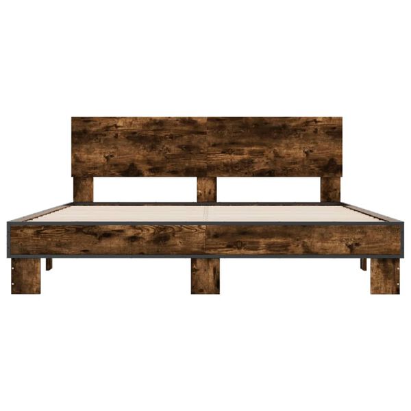vidaXL Cadre de lit sans matelas ch&ecirc;ne fum&eacute; 160x200 cm