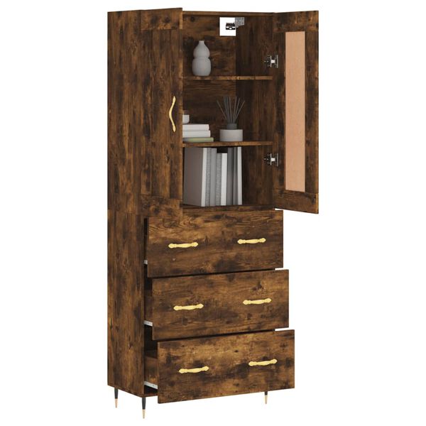 vidaXL Buffet haut Ch&ecirc;ne fum&eacute; 69,5x34x180 cm Bois d'ing&eacute;nierie