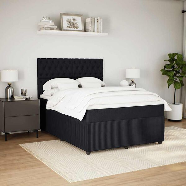 vidaXL Sommier &agrave; lattes de lit avec matelas Noir 140x200 cm Velours