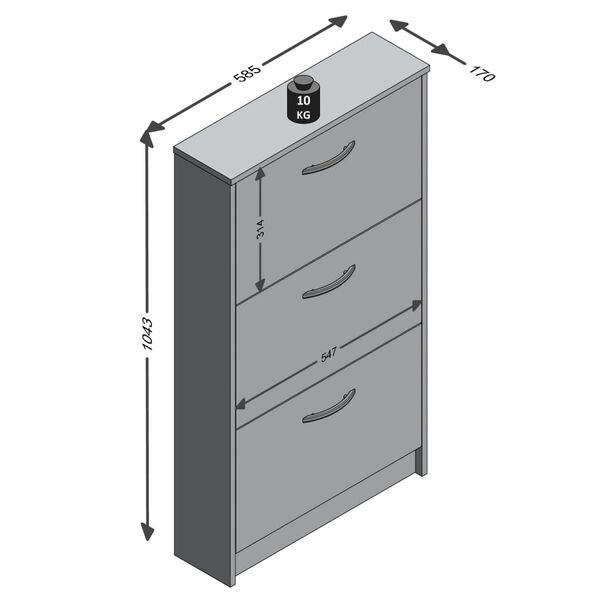 FMD Armoire &agrave; chaussures 3 compartiments inclinables Blanc et ch&ecirc;ne