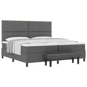 vidaXL Lit &agrave; ressorts avec matelas Gris fonc&eacute; 200 x 200 cm tissu