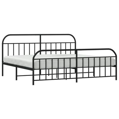 vidaXL Cadre de lit métal sans matelas avec pied de lit noir 193x203cm