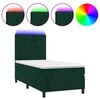 vidaXL Sommier &agrave; lattes de lit avec matelas et LED Vert fonc&eacute; 90x200cm