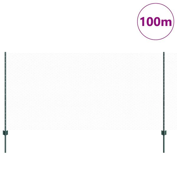 vidaXL Cl&ocirc;ture avec poteau Vert 1,2 x 100 m Acier et PVC