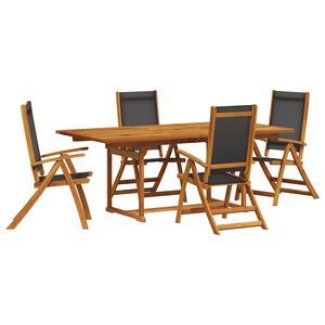 vidaXL Ensemble &agrave; manger de jardin 5pcs bois d'acacia solide textil&egrave;ne