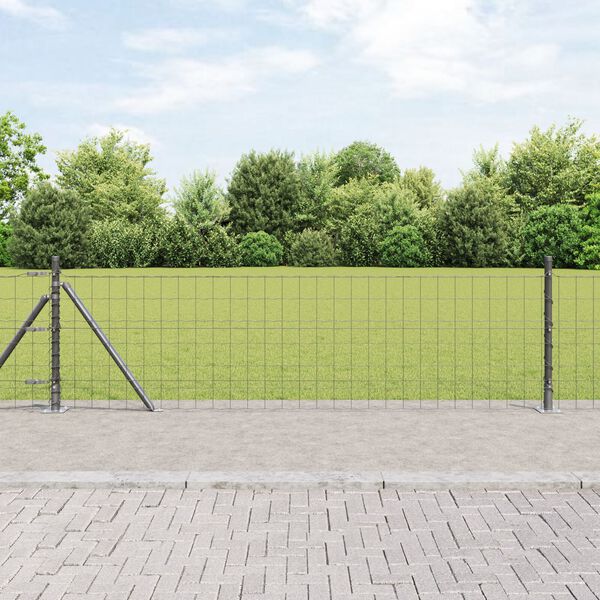 vidaXL Cl&ocirc;ture avec poteau Gris 0,4 x 25 m Acier et PVC