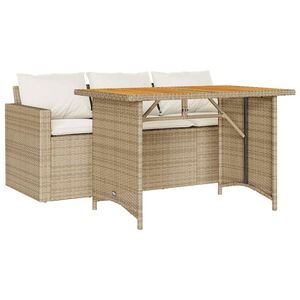 vidaXL Ensemble &agrave; manger de jardin et coussins 2 pcs beige poly rotin
