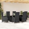 vidaXL Ensemble &agrave; manger de jardin coussins 7pcs Noir R&eacute;sine tress&eacute;e