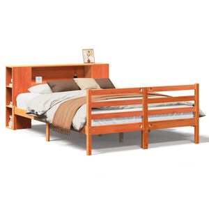 vidaXL Lit biblioth&egrave;que sans matelas cire marron 150x200 cm pin massif