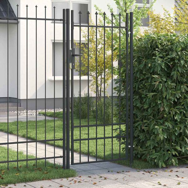 vidaXL Porte de Cl&ocirc;ture Gris 100 x 200 cm Acier rev&ecirc;tu de poudre