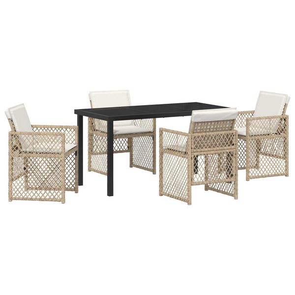 vidaXL Ensemble de salle &agrave; manger pour jardin 5 pcs Beige polyrotin