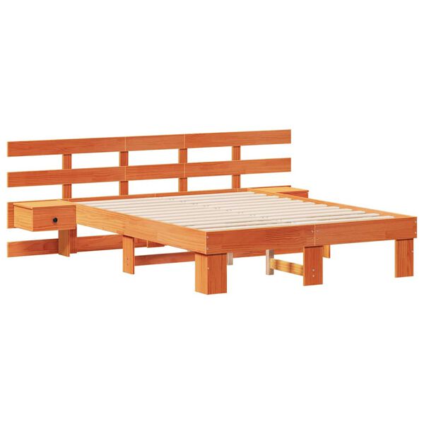 vidaXL Cadre de lit avec t&ecirc;te de lit Marron 120 x 190 cm Pin massif