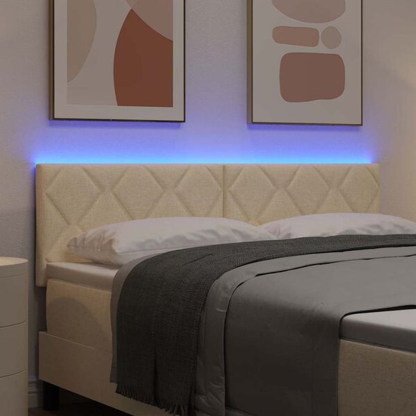 vidaXL T&ecirc;te de lit Cr&egrave;me 144 cm tissu