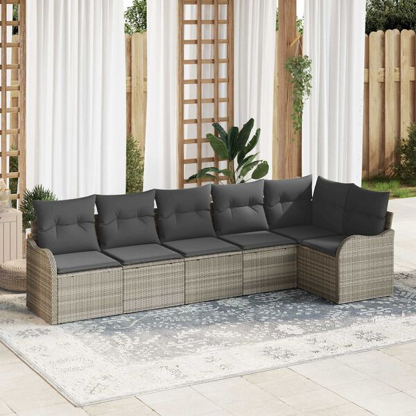 vidaXL Ensemble de canap&eacute; de jardin 6 pcs Gris clair Poly rotin