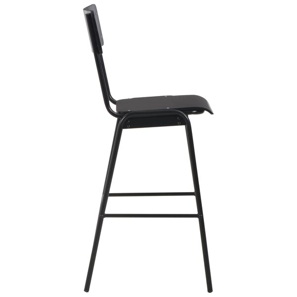 vidaXL Chaises de bar lot de 6 noir contreplaqué solide et acier