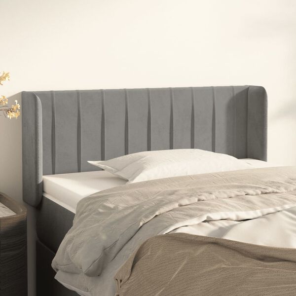 vidaXL T&ecirc;te de lit avec oreilles Gris clair 103x16x78/88 cm Velours