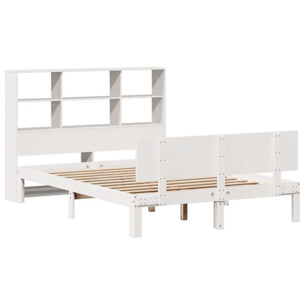 vidaXL Lit biblioth&egrave;que sans matelas blanc 120x200 cm bois pin massif