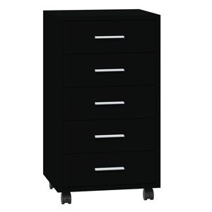vidaXL Armoire &agrave; tiroirs avec roulettes Noir Bois d'ing&eacute;nierie