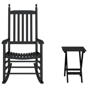 vidaXL Chaise &agrave; bascule avec table pliable noir bois massif peuplier