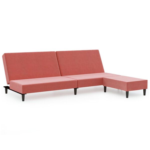 vidaXL Canap&eacute;-lit &agrave; 2 places avec repose-pied Rose Velours