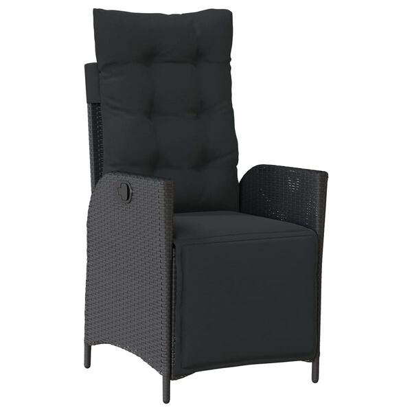 vidaXL Ensemble &agrave; manger de jardin coussins 7pcs Noir R&eacute;sine tress&eacute;e