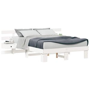 vidaXL Cadre de lit avec t&ecirc;te de lit Blanc 140 x 200 cm Pin massif