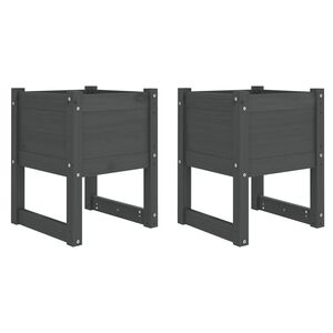 vidaXL Jardini&egrave;res 2 pcs Gris 40x40x52,5 cm Bois massif de pin