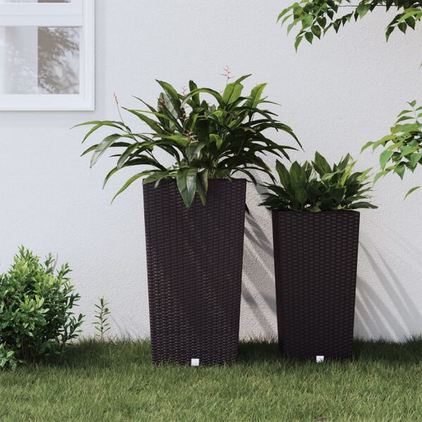 vidaXL Jardini&egrave;re et int&eacute;rieur amovible marron 21 /49 L rotin PP