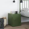 vidaXL Table de chevet vert olive 34,5x39x44 cm acier