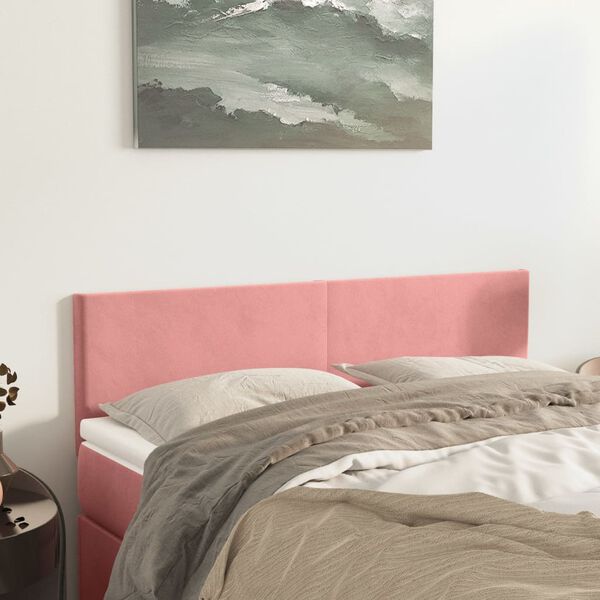 vidaXL T&ecirc;tes de lit 2 pcs Rose 72x5x78/88 cm Velours