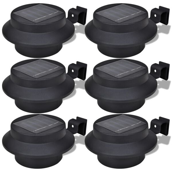 vidaXL Lampes solaires 6 pcs pour clôture gouttière Noir