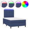 vidaXL Sommier &agrave; lattes de lit matelas et LED bleu 120x190 cm tissu