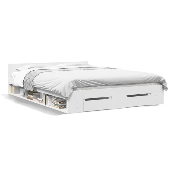 vidaXL Cadre de lit avec tiroirs sans matelas blanc 120x200 cm