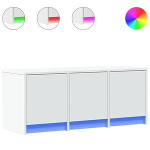 vidaXL Meuble TV avec LED blanc 97x34x40 cm bois d'ing&eacute;nierie