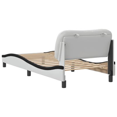 vidaXL Cadre de lit sans matelas blanc et noir 90x200 cm similicuir