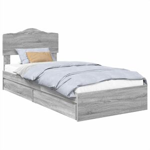 vidaXL Lit de Rangement Gris Sonoma 70 x 190 cm Bois d'ing&eacute;nierie