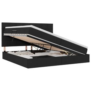 vidaXL Lit avec rangement et matelas Noir 200 x 200 cm tissu