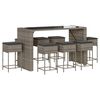 vidaXL Ensemble de bar de jardin 9 pcs avec coussins gris poly rotin