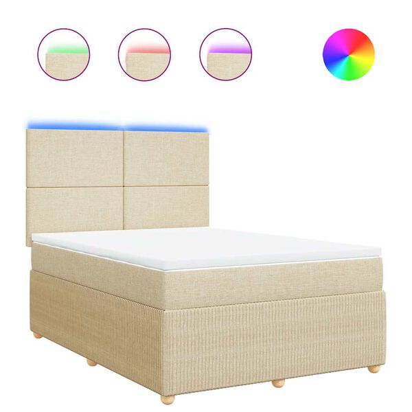vidaXL Sommier &agrave; lattes de lit avec matelas Cr&egrave;me 160x200 cm Tissu