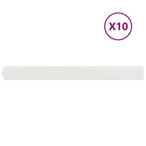 vidaXL Bordure de Pelouse 10 pc 10 x 103 cm Acier lamin&eacute; &agrave; froid Blanc