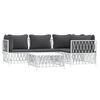 vidaXL Salon de jardin avec coussins 5 pcs blanc acier