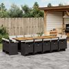 vidaXL Ensemble &agrave; manger de jardin 15 pcs coussins noir r&eacute;sine tress&eacute;e