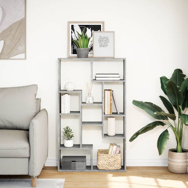 vidaXL Biblioth&egrave;que gris b&eacute;ton 72x20x120,5 cm bois d'ing&eacute;nierie