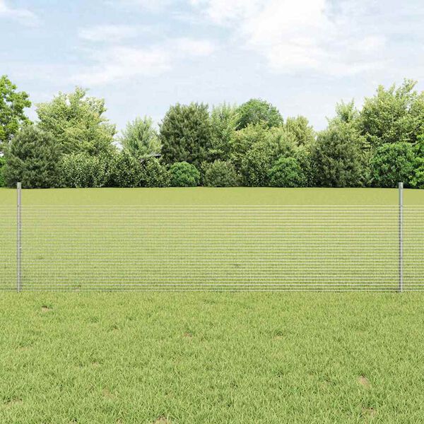 vidaXL Cl&ocirc;ture avec poteau Argent&eacute; 0,5 x 10 m Acier