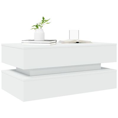vidaXL Table basse avec lumières LED blanc 90x50x40 cm