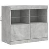 vidaXL Buffet avec lumières LED gris béton 202x37x67 cm
